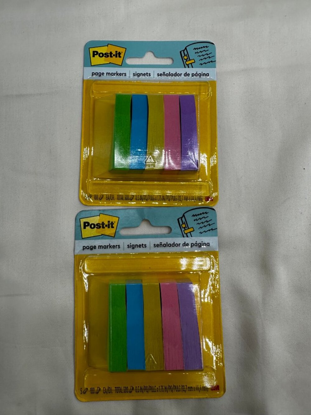2-pack Post-it page markers 1000 total markers 5 colors